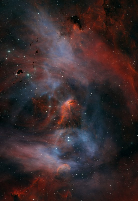 Туманность IC 2944: Бегущий Цыплёнок и глобулы Бока