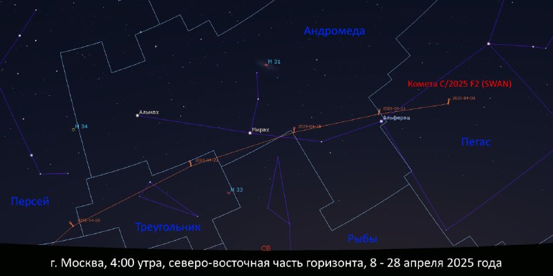 Комета C/2025 F2 (SWAN): Как наблюдать новую яркую комету