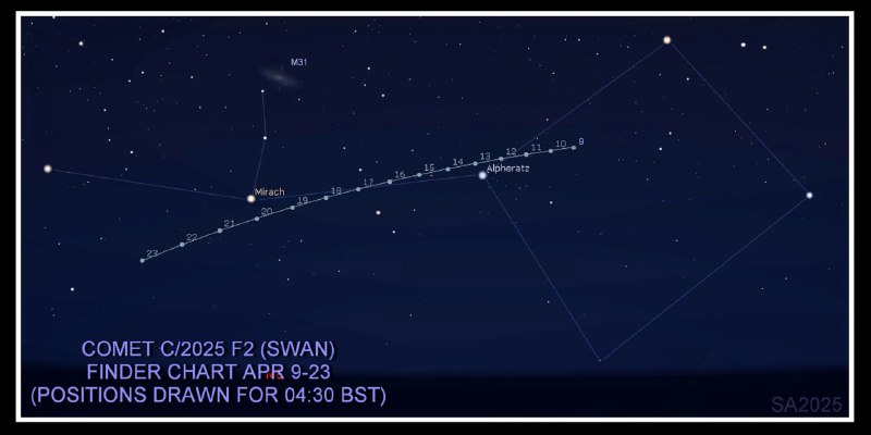 Комета C/2025 F2 (SWAN): Как наблюдать новую яркую комету