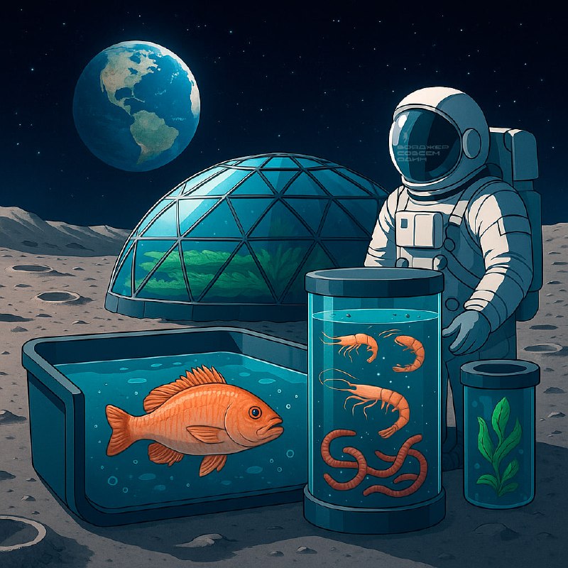 Идея автоматизированной рыбной фермы на Луне для космических исследований