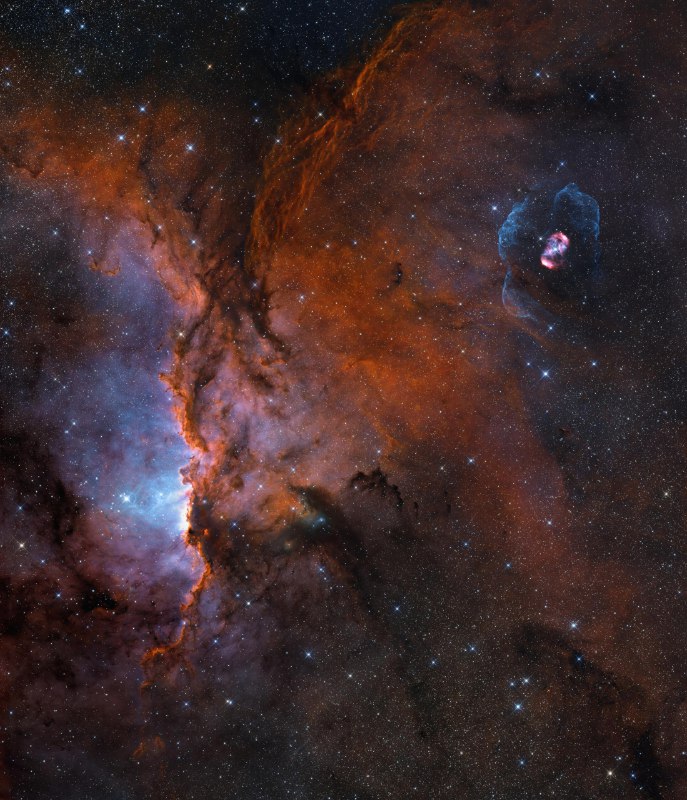 Обзор загадочной туманности NGC 6188 и необычного объекта Яйцо Дракона
