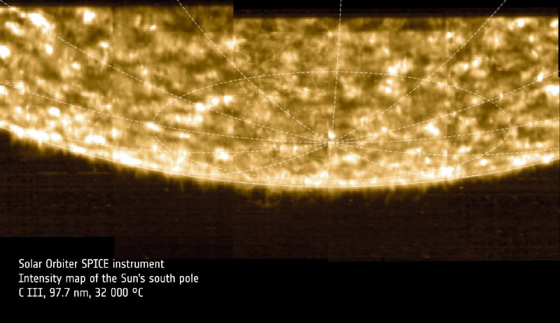 Космический зонд Solar Orbiter впервые зафиксировал южный полюс Солнца